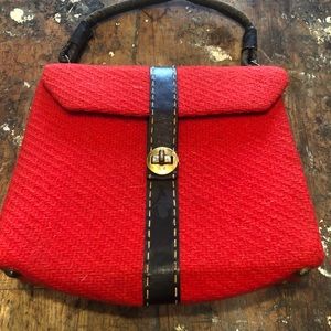 1960’s red wool/tweed purse